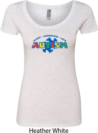 Autism Accept Understand Love Ladies Scoop Neck Shirt