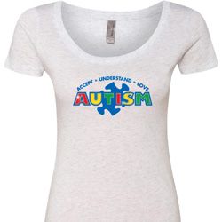 Autism Accept Understand Love Ladies Scoop Neck Shirt