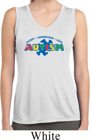 Autism Accept Understand Love Ladies Sleeveless Dry Wicking Shirt