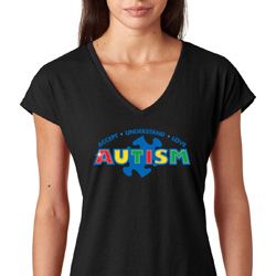 Autism Accept Understand Love Ladies Tri Blend V-Neck Shirt