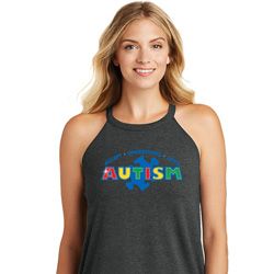 Autism Accept Understand Love Ladies Tri Rocker Tank Top