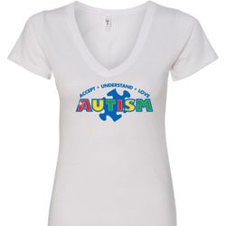 Autism Accept Understand Love Ladies V-Neck Shirt