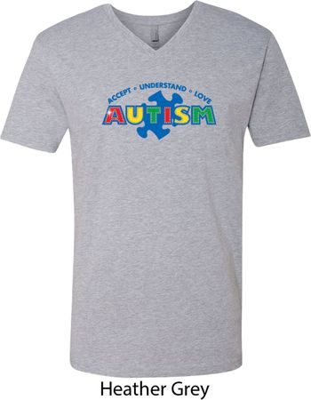 Autism Accept Understand Love Mens V-Neck Shirt