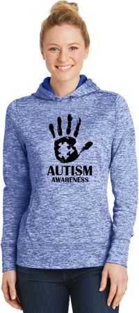 Autism Awareness Hand Ladies Dry Wicking Hoodie