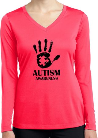 Autism Awareness Hand Ladies Dry Wicking Long Sleeve