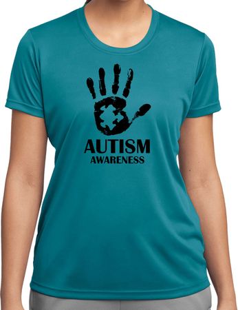 Autism Awareness Hand Ladies Dry Wicking T-shirt