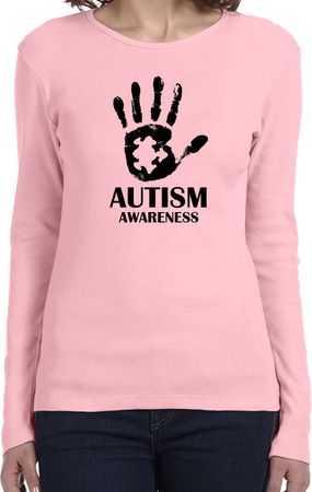 Autism Awareness Hand Ladies Long Sleeve Shirt