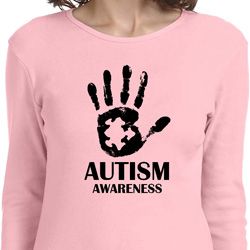 Autism Awareness Hand Ladies Long Sleeve Shirt