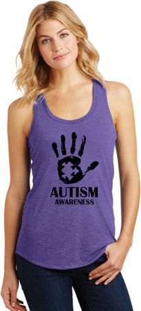 Autism Awareness Hand Ladies Racerback Tank Top