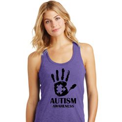 Autism Awareness Hand Ladies Racerback Tank Top