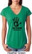 Autism Awareness Hand Ladies Tri Blend V-neck