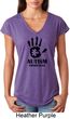 Autism Awareness Hand Ladies Tri Blend V-neck
