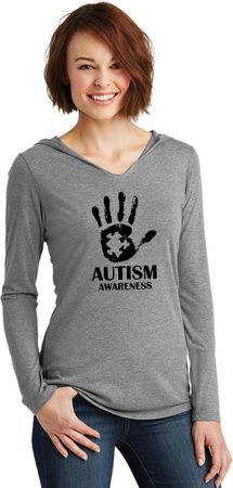 Autism Awareness Hand Ladies Tri Hoodie
