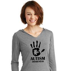 Autism Awareness Hand Ladies Tri Hoodie