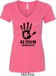 Autism Awareness Hand Ladies V-Neck