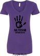 Autism Awareness Hand Ladies V-Neck