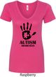 Autism Awareness Hand Ladies V-Neck