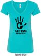 Autism Awareness Hand Ladies V-Neck