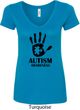 Autism Awareness Hand Ladies V-Neck