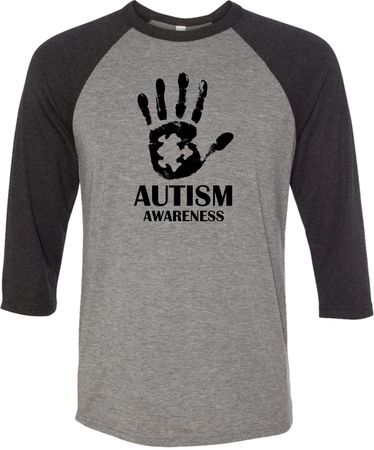 Autism Awareness Hand Raglan Shirt