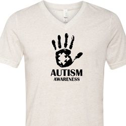 Autism Awareness Hand Tri Blend V-neck