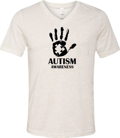 Autism Awareness Hand Tri Blend V-neck