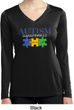 Autism Awareness Puzzle Pieces Ladies Dry Wicking Long Sleeve