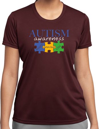Autism Awareness Puzzle Pieces Ladies Dry Wicking T-shirt