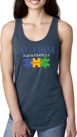 Autism Awareness Puzzle Pieces Ladies Ideal Tank Top
