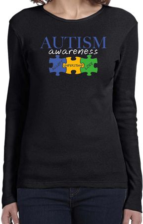 Autism Awareness Puzzle Pieces Ladies Long Sleeve