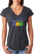 Autism Awareness Puzzle Pieces Ladies Tri Blend V-neck