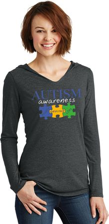 Autism Awareness Puzzle Pieces Ladies Tri Hoodie