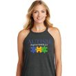 Autism Awareness Puzzle Pieces Ladies Tri Rocker Tank Top