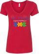 Autism Awareness Puzzle Pieces Ladies V-Neck