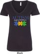 Autism Awareness Puzzle Pieces Ladies V-Neck