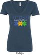 Autism Awareness Puzzle Pieces Ladies V-Neck
