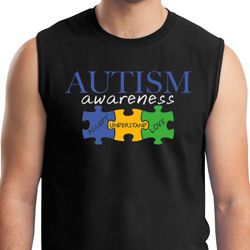 Autism Awareness Puzzle Pieces Muscle Shirt