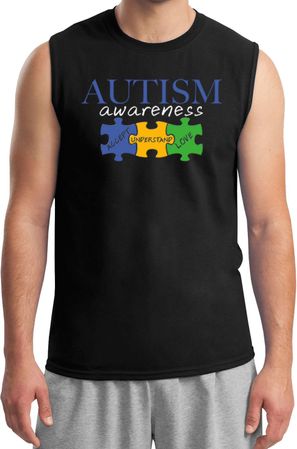 Autism Awareness Puzzle Pieces Muscle Shirt