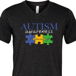 Autism Awareness Puzzle Pieces Tri Blend V-neck