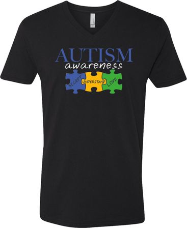 Autism Awareness Puzzle Pieces V-neck Shirt
