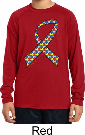 Autism Awareness Ribbon Kids Dry Wicking Long Sleeve Shirt