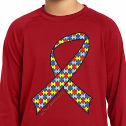 Autism Awareness Ribbon Kids Dry Wicking Long Sleeve Shirt