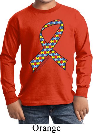 Autism Awareness Ribbon Kids Long Sleeve Shirt