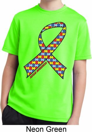 Autism Awareness Ribbon Kids Moisture Wicking Shirt