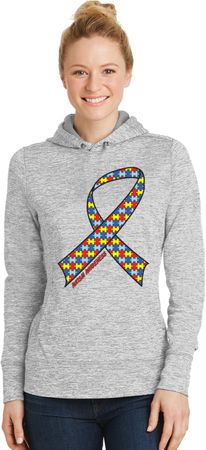 Autism Awareness Ribbon Ladies Dry Wicking Hoodie