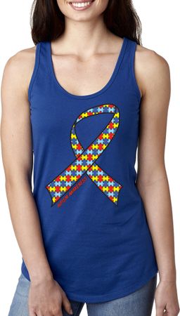 Autism Awareness Ribbon Ladies Ideal Tank Top