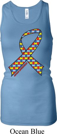 Autism Awareness Ribbon Ladies Longer Length Racerback Tank Top