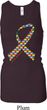 Autism Awareness Ribbon Ladies Longer Length Racerback Tank Top