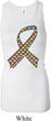 Autism Awareness Ribbon Ladies Longer Length Racerback Tank Top