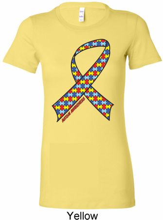 Autism Awareness Ribbon Ladies Longer Length Shirt